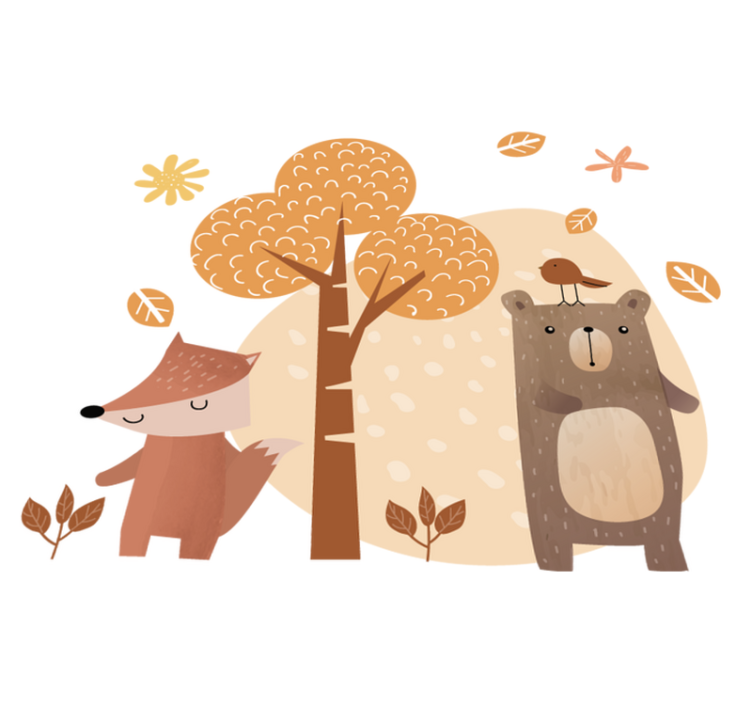 Vinyl teppich kinderzimmer tiere und baum - TenStickers