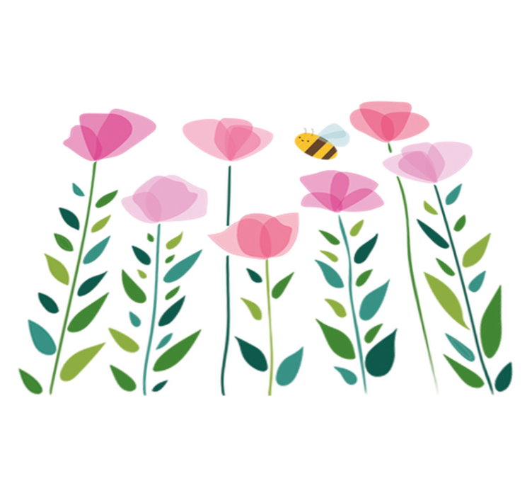 Vinyl teppich kinderzimmer mit rosa blumen und biene - TenStickers