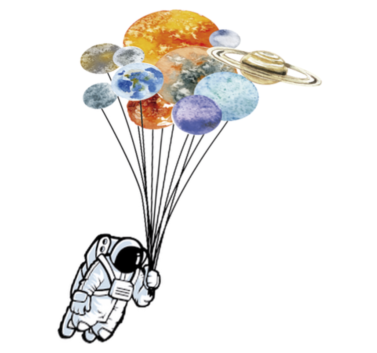 Vinyl teppich kinderzimmer astronaut mit bunten luftballons - TenStickers
