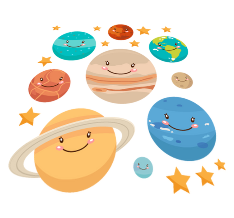 Vinyl teppich kinderzimmer mit planeten aufklebern - TenStickers