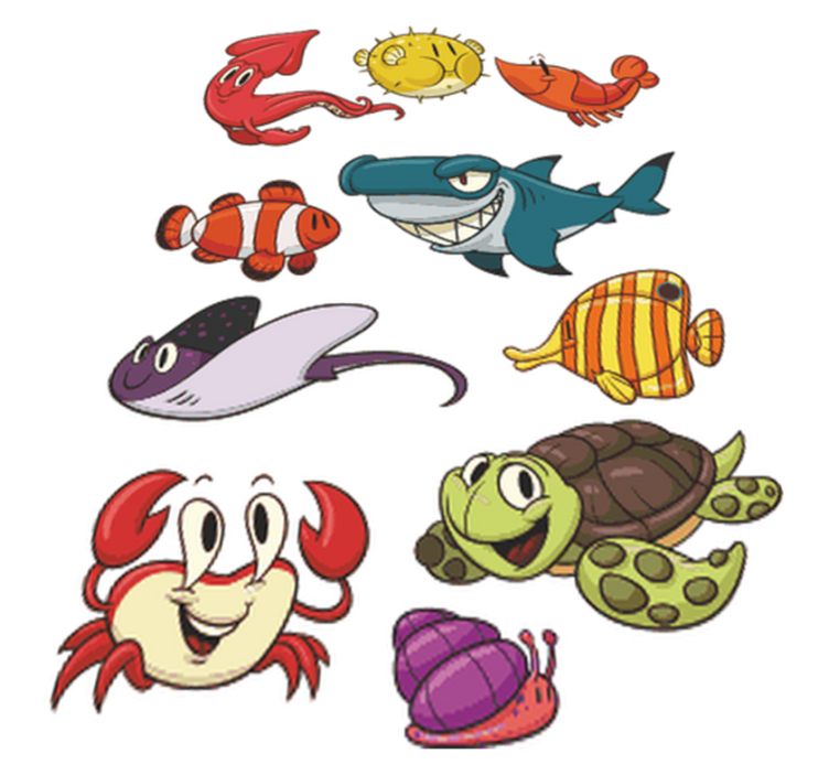 Vinyl teppich kinderzimmer bunte fische set - TenStickers