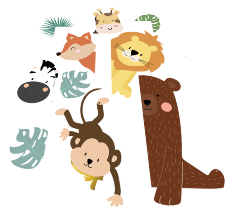 Vinyl teppich kinderzimmer tiere an der tür - TenStickers