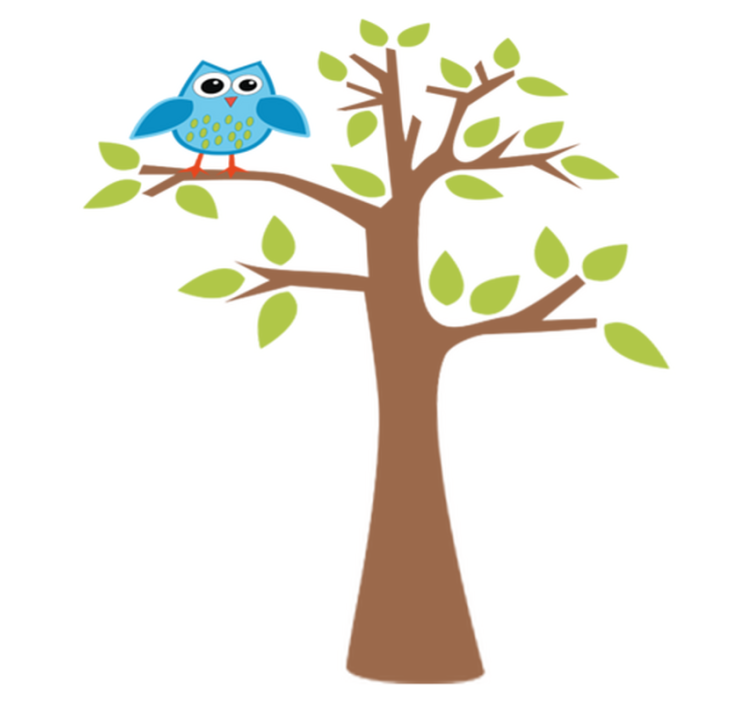 Vinyl teppich kinderzimmer baum mit blauer eule - TenStickers