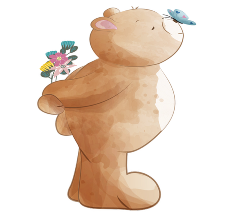 Vinyl teppich kinderzimmer mit bär und schmetterling - TenStickers