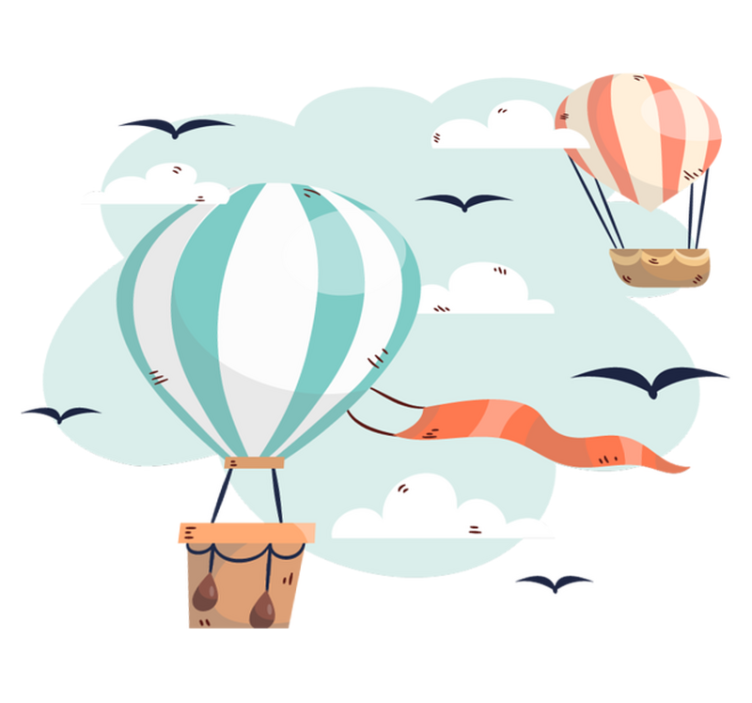 Vinyl teppich kinderzimmer mit luftballons und wolken - TenStickers
