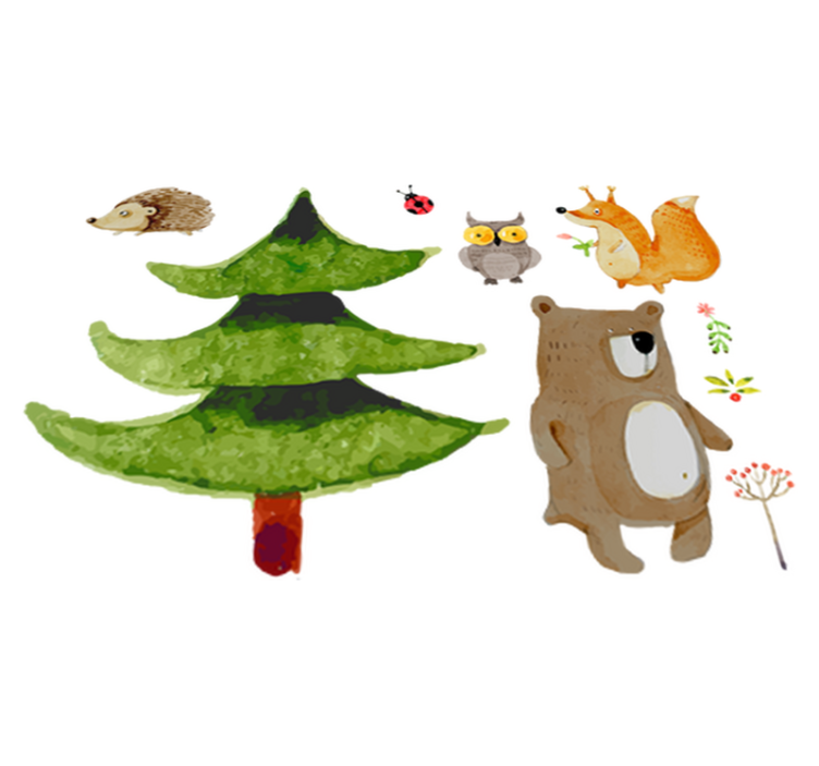 Vinyl teppich kinderzimmer mit wilden waldtieren - TenStickers