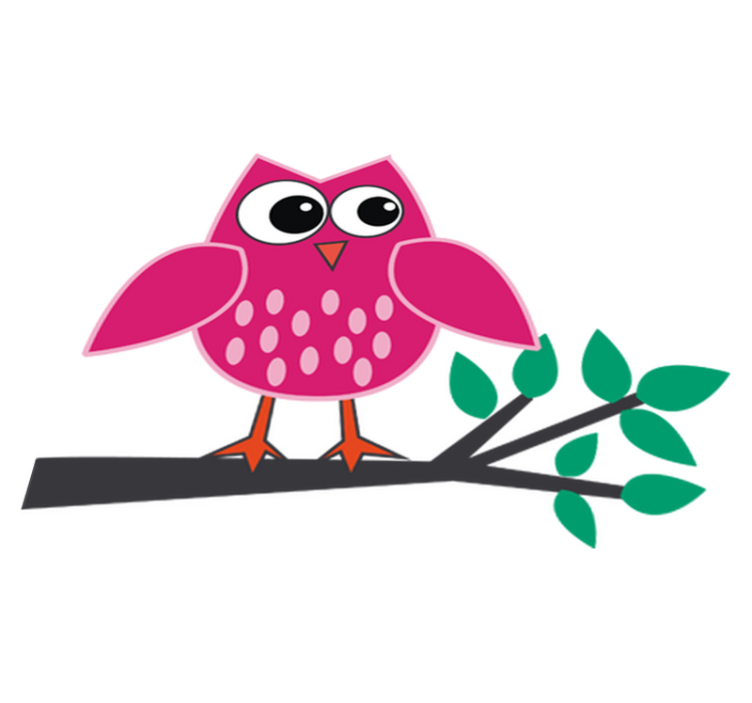 Vinyl teppich kinderzimmer rosa eule auf einem ast - TenStickers