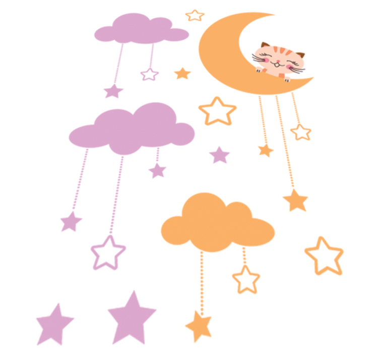 Vinyl teppich kinderzimmer mit katzenmond aufkleber - TenStickers