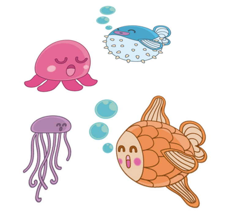 Vinyl teppich kinderzimmer mit fischen illustration - TenStickers