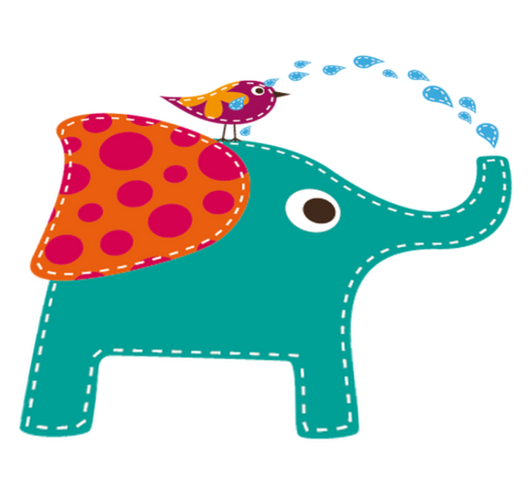Vinyl teppich kinderzimmer elefant mit vogel dusche - TenStickers