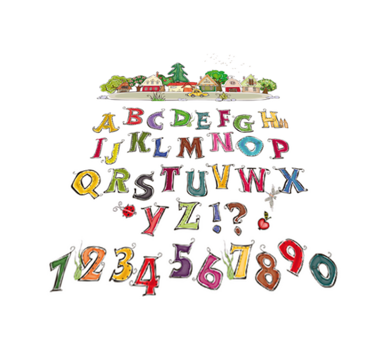 Vinyl teppich kinderzimmer bunte buchstaben und zahlen - TenStickers