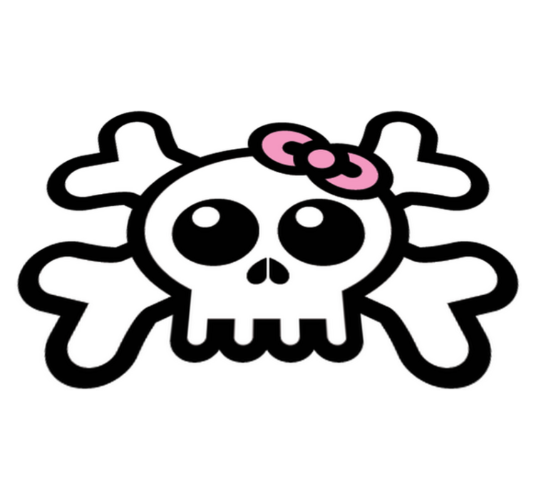 Vinyl teppich kinderzimmer totenkopf mit schleife - TenStickers
