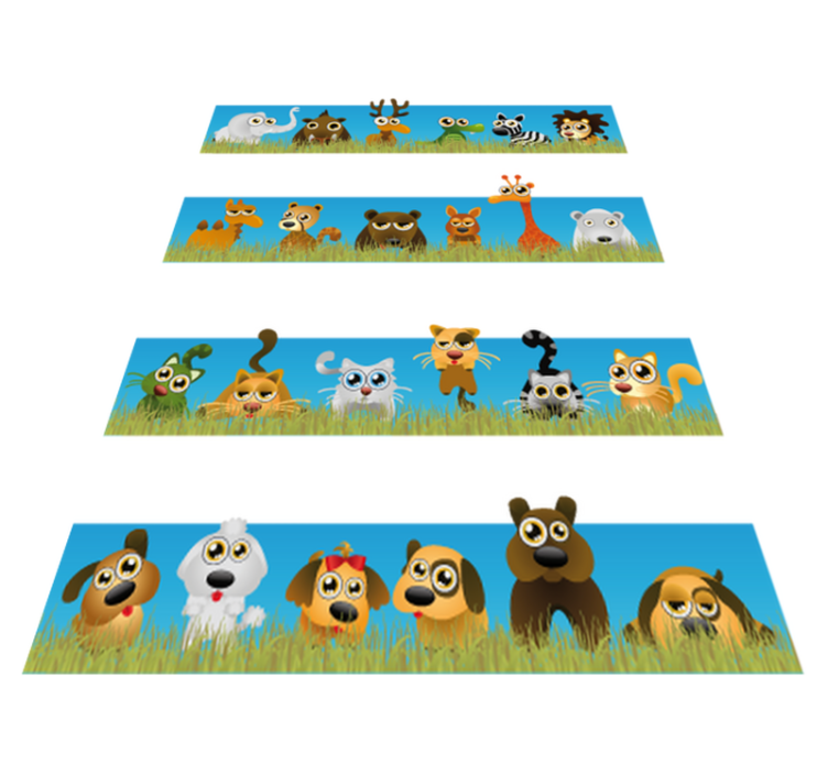 Vinyl teppich kinderzimmer streifen mit tieren - TenStickers