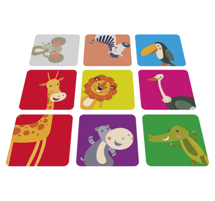 Vinyl teppich kinderzimmer mit bunten tieren - TenStickers