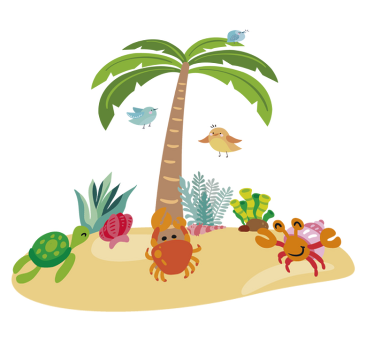 Vinyl teppich kinderzimmer palmen und meerestiere - TenStickers