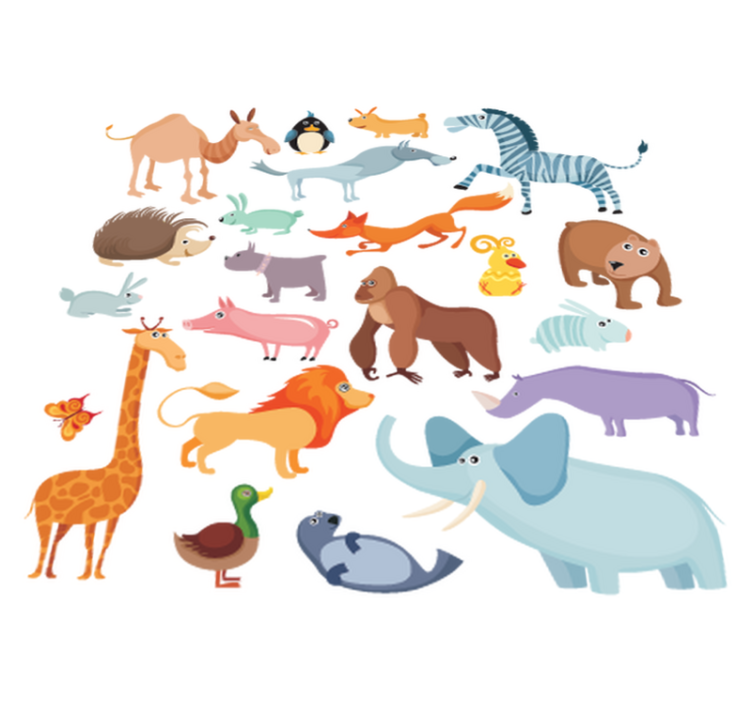Vinyl teppich kinderzimmer mit wilden tierstickern - TenStickers