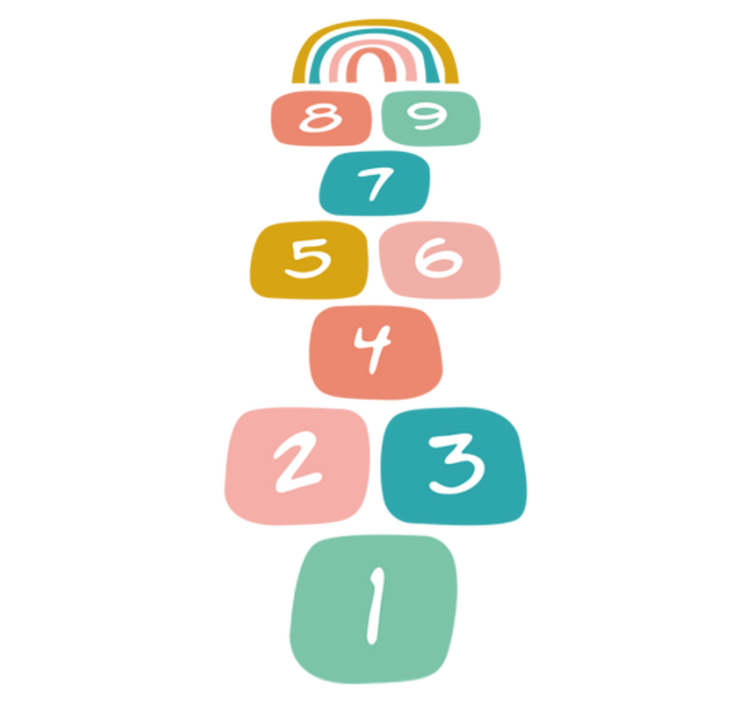 Vinyl teppich kinderzimmer mit regenbogen-hüpfspiel - TenStickers