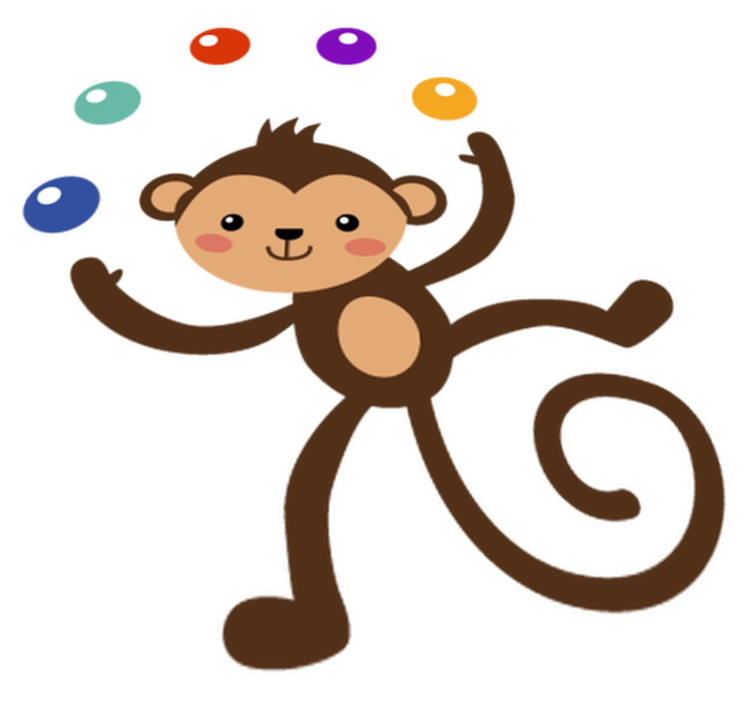 Vinyl teppich kinderzimmer mit jonglierendem affen - TenStickers