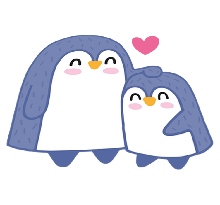 Vinyl teppich kinderzimmer mama und baby pinguin - TenStickers