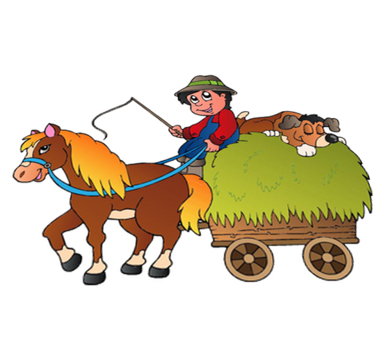 Vinyl teppich kinderzimmer schaukelpferd mit wagen - TenStickers