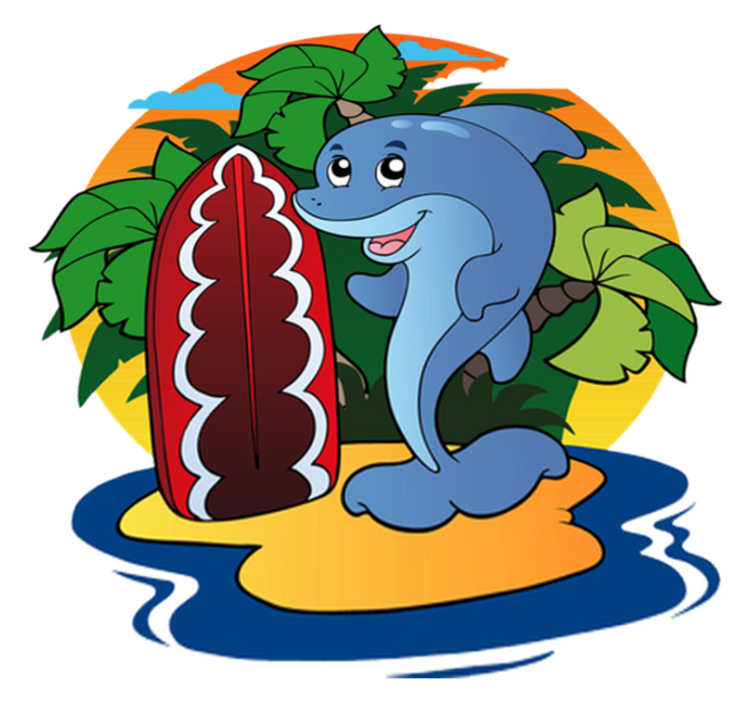 Vinyl teppich kinderzimmer mit surfenden delfin - TenStickers