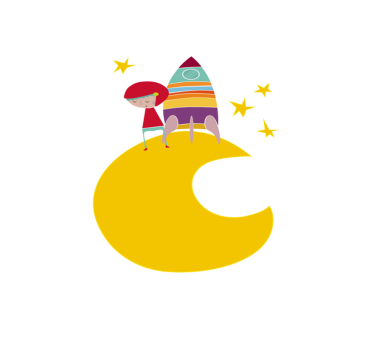 Vinyl teppich kinderzimmer rakete auf dem mond - TenStickers