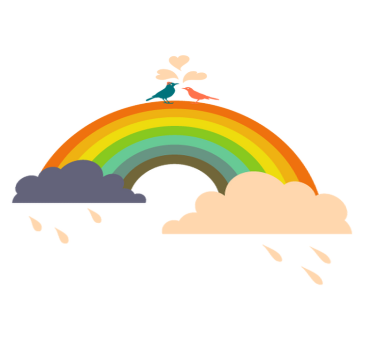 Vinyl teppich kinderzimmer vögel auf dem regenbogen - TenStickers