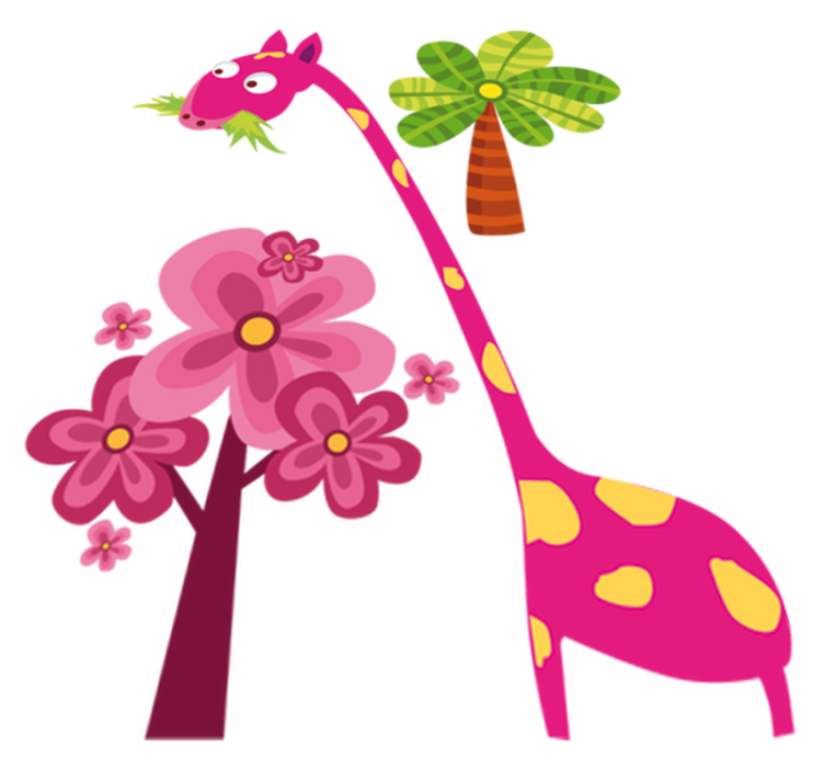 Vinyl teppich kinderzimmer mit pinkem giraffenmotiv - TenStickers