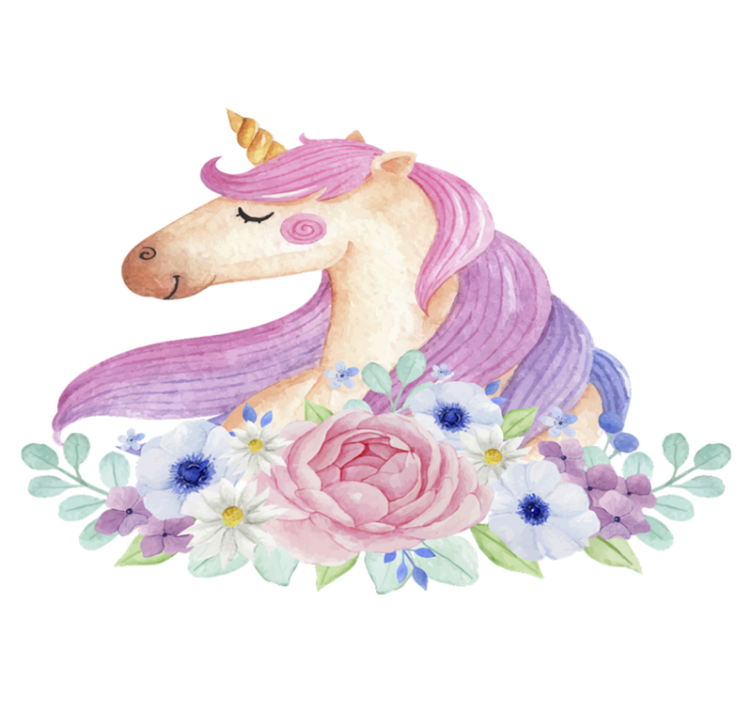 Vinyl teppich kinderzimmer aquarell einhorn - TenStickers