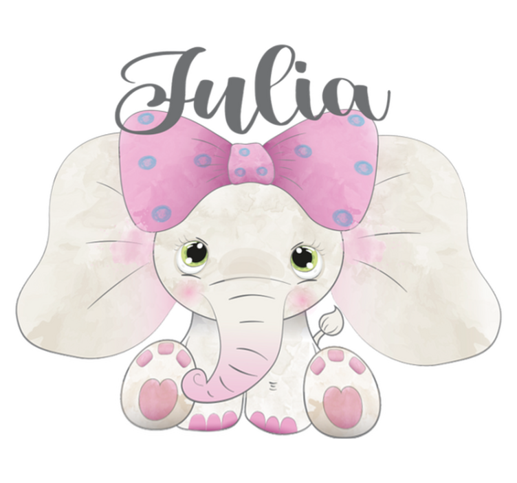 Vinyl teppich kinderzimmer elefant mit baby und namen - TenStickers