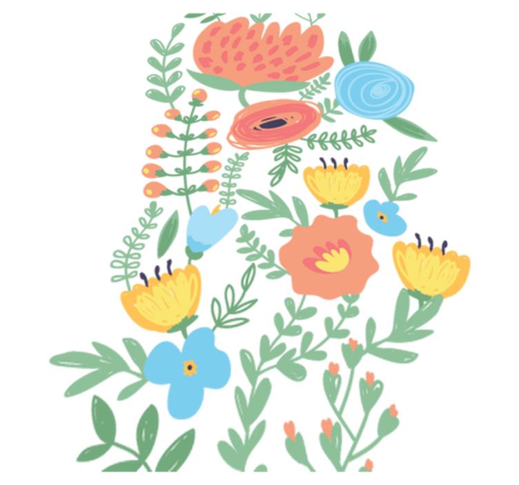 Vinyl teppich kinderzimmer mit floralen türstickern - TenStickers