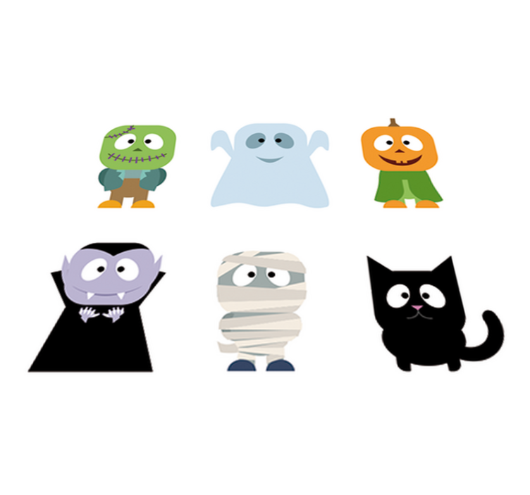 Vinyl teppich kinderzimmer mit halloween monsterstickern - TenStickers