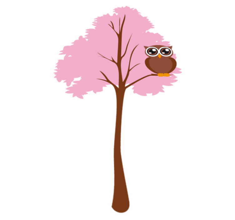 Vinyl teppich kinderzimmer pinker baum mit eule - TenStickers