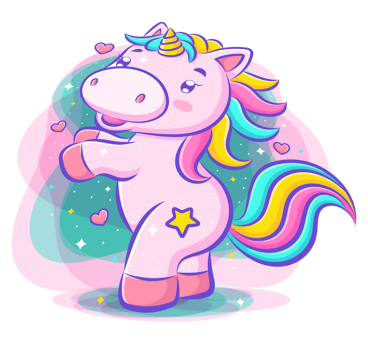 Vinyl teppich kinderzimmer mit lächelndem einhorn bunt - TenStickers