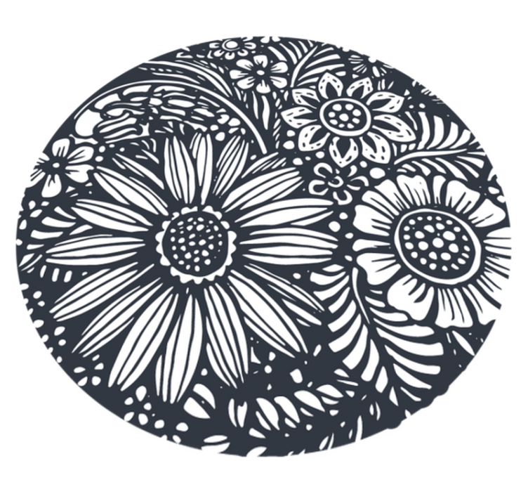 Vinyl teppich schlafzimmer rundes blumendesign - TenStickers