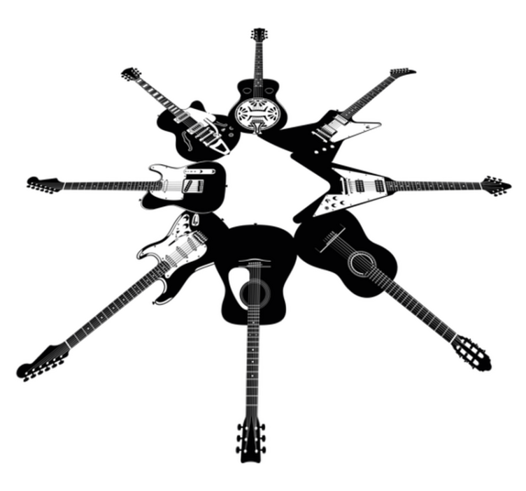 Vinyl teppich schlafzimmer gitarren im kreis - TenStickers