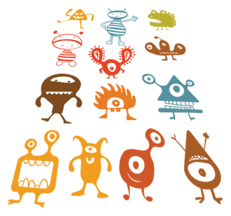 Vinyl teppich kinderzimmer mit bunten aliens - TenStickers