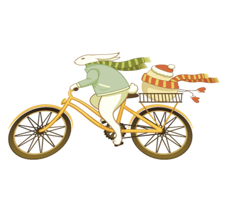 Vinyl teppich kinderzimmer hase auf dem fahrrad - TenStickers