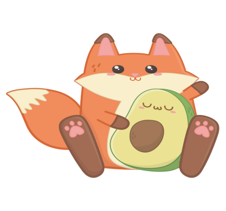 Vinyl teppich kinderzimmer kawaii fuchs mit avocado - TenStickers