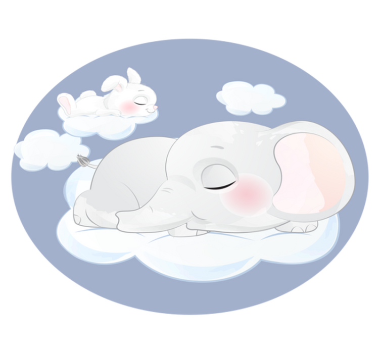Vinyl teppich kinderzimmer elefant und hase auf wolke - TenStickers