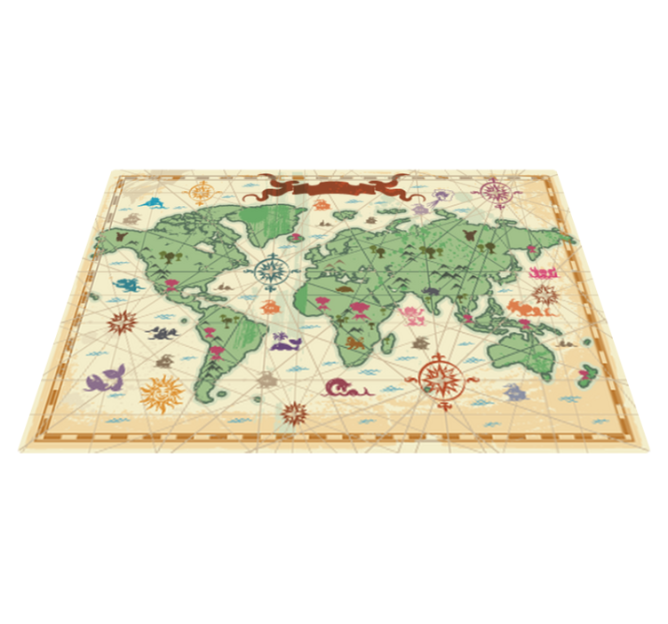 Vinyl teppich weltkarte klassisches kinderdesign - TenStickers