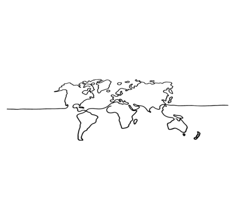 Vinyl teppich weltkarte linienstil welt - TenStickers