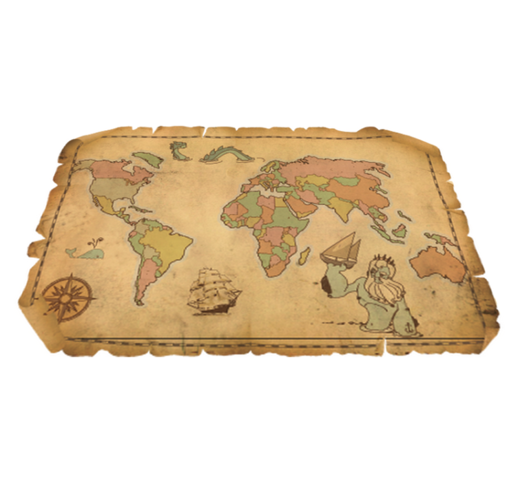Vinyl teppich weltkarte im antiken vintage-design - TenStickers