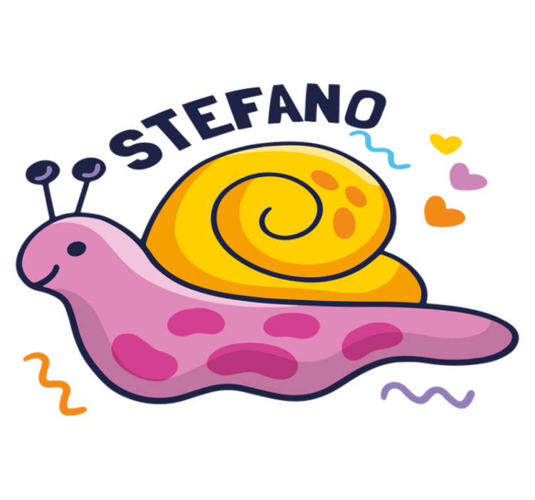 Vinyl teppich kinderzimmer bunte schnecke mit namen - TenStickers