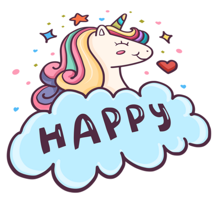 Vinyl teppich kinderzimmer einhornkopf in der wolke - TenStickers