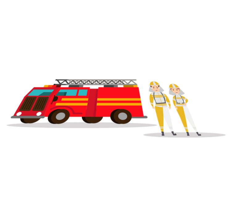 Vinyl teppich kinderzimmer feuerwehrmann und frau auto - TenStickers
