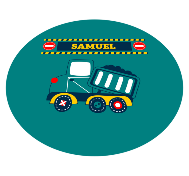 Vinyl teppich kinderzimmer mit personalisiertem baufahrzeug - TenStickers