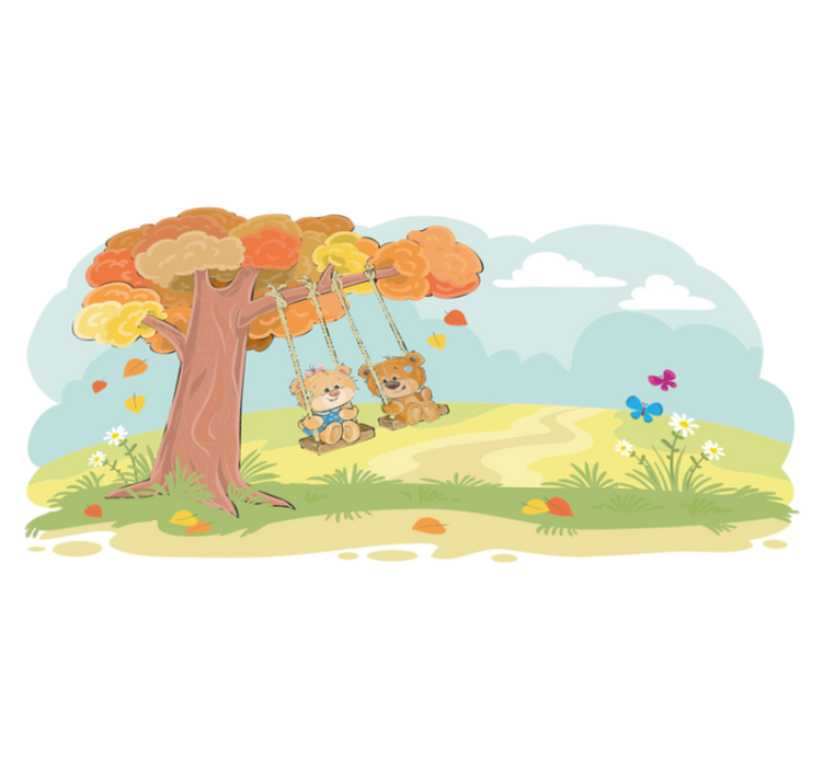 Vinyl teppich kinderzimmer teddy bären im wald - TenStickers