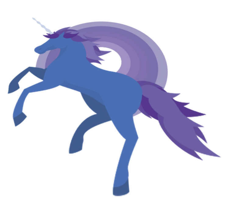 Vinyl teppich kinderzimmer in blau lila einhornform - TenStickers