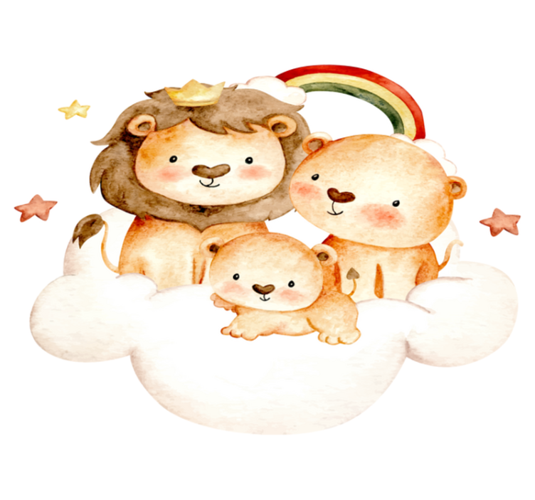 Vinyl teppich kinderzimmer mit tierchen, sternen und wolken - TenStickers